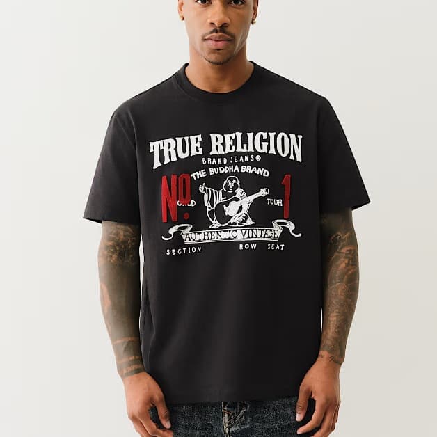 Heavyweight 230g American Vintage TRUE RELIGION Streetwear Cherub Print T-Shirt Cross-Border Trendy Brand