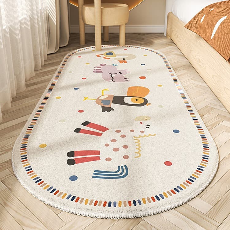Cartoon Animal Paradise Velvet like Carpet Window Seat Cushion Comfortable Easy Care Durable Living Room Polyester Fiber Rug