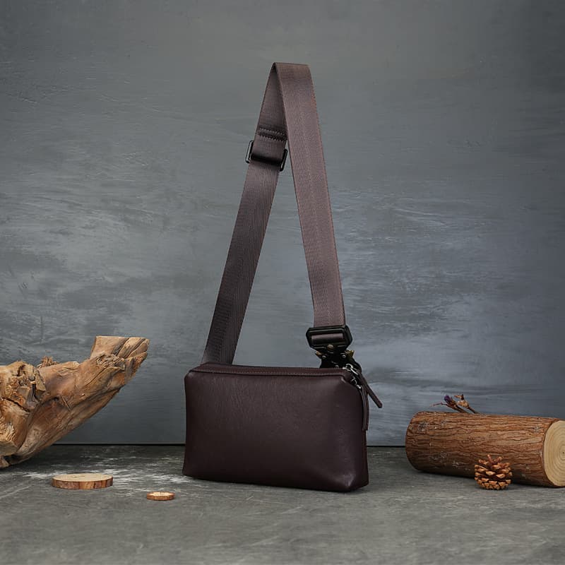 Genuine Leather Chest Bag for Men Crossbody Bag New Fashion Casual Top Layer Leather Small Sling Bag Unisex Daily Shoulder Bag