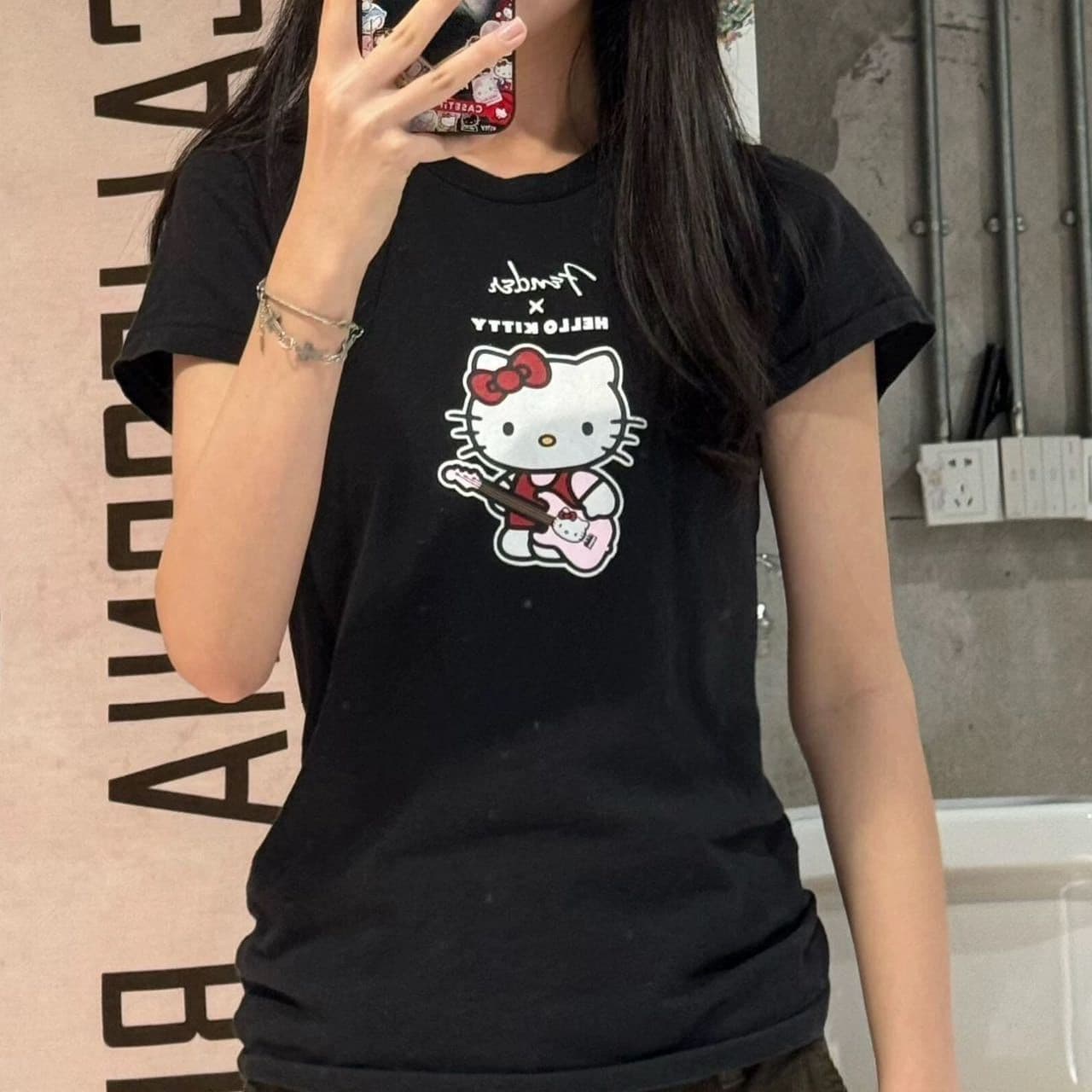 In Stock Korean Niche Kitty Cat Cartoon Print Short Sleeve T-Shirt Women's Summer New Regular Shoulder Cotton Top