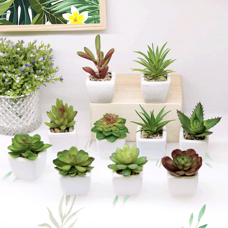 Nordic-style artificial succulent plants, fake flowers, minimalist mini bonsai, faux plants, small potted plants