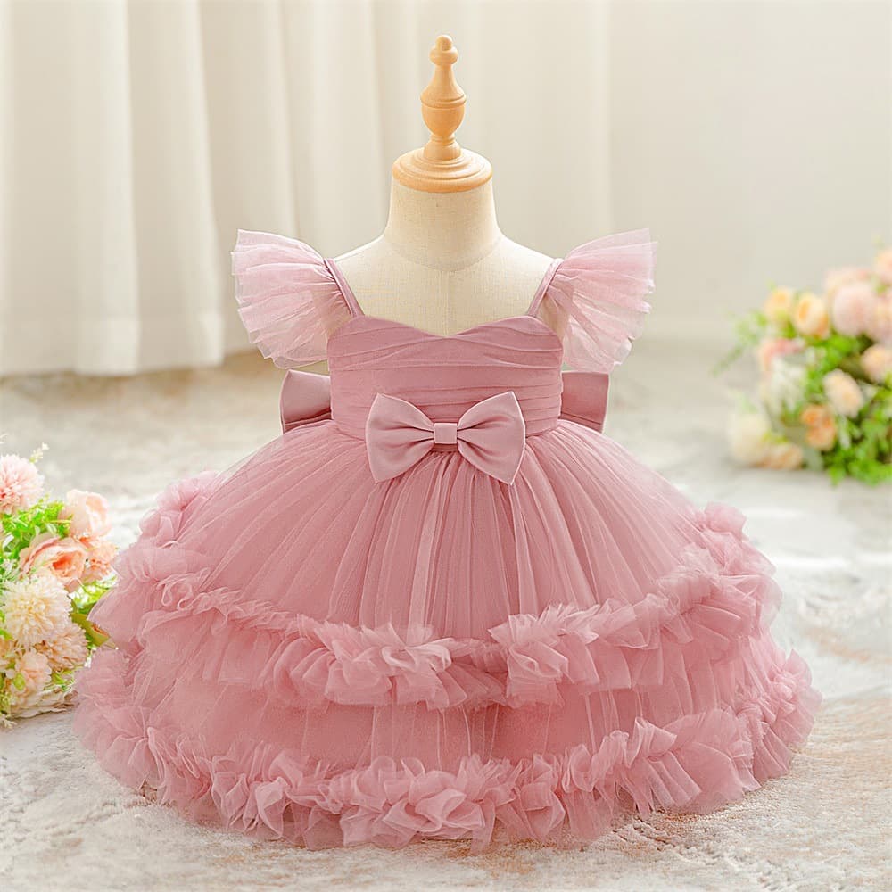 Factory Wholesale Girls First Birthday Princess Dress Flower Girl Wedding Gown Evening Dress Birthday Party Dress Baby Dress
