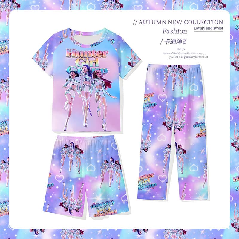 Cross-border pajamas set, Witch Hunters, cute middle-aged and older children's home clothes, short-sleeved trousers, three-piece set, baby home clothes