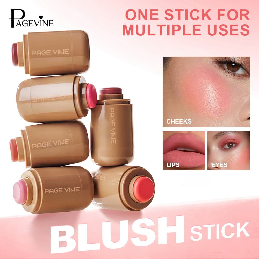 Cross-border Hot Selling Pocket Blush Stick Natural Nude Look Brightening Matte Lip and Cheek Dual-Use Contouring Blush Water Glow Stick