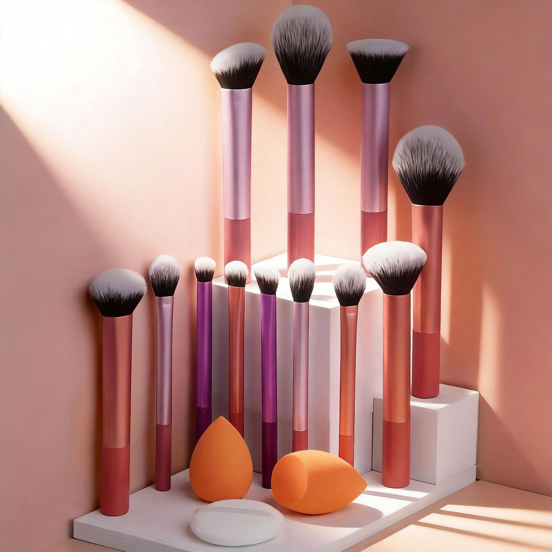 12-Piece Long Handle Makeup Brush Set Blush Brush Powder Brush Eyebrow Brush Eyeshadow Brush Mixed Color Full Set TKtemu Drop Shipping