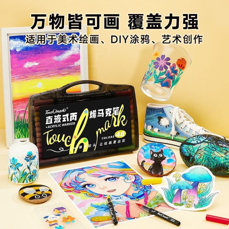 Touchmark Soft Tip Liquid Acrylic Markers for Drawing, Graffiti, Art Creation, Student Journaling