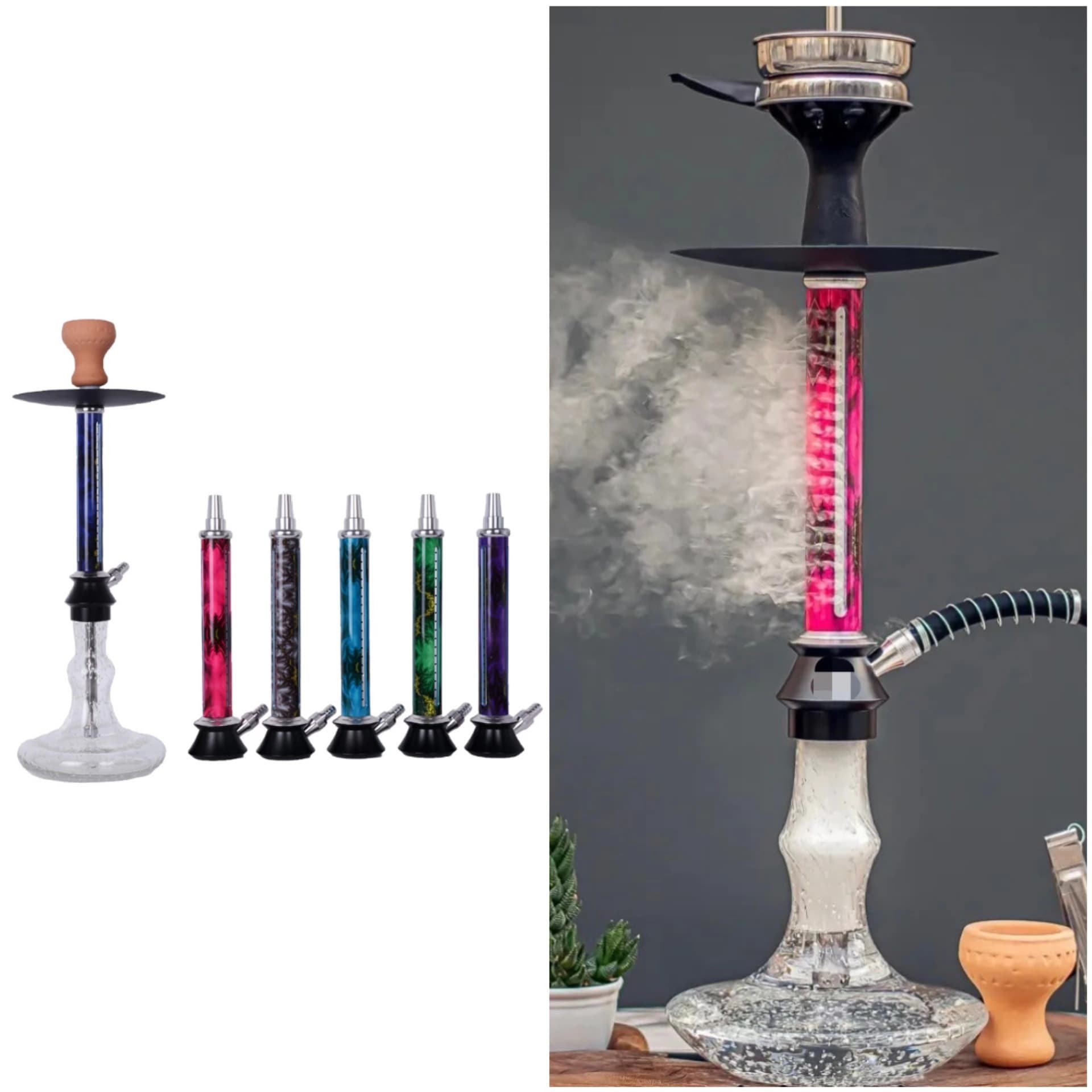 Arabic hookah spot porous water pipe luminous glass bottle hookah shisha