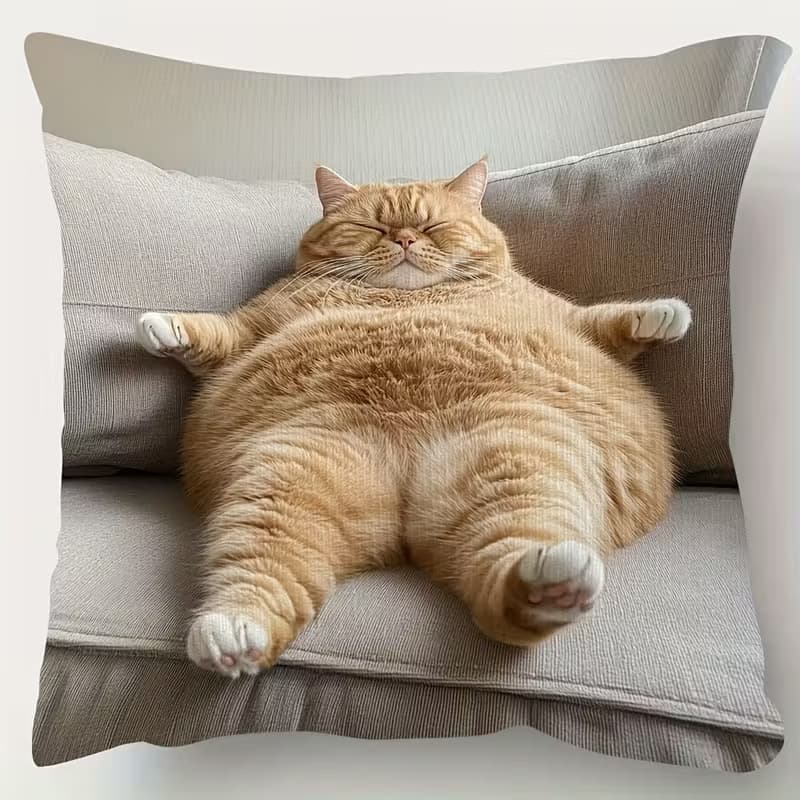 Viral Cross-Border Healing Cat Throw Pillow Retro Cute Painted Sofa Cushion Bedroom Decor Cover Only, No Insert