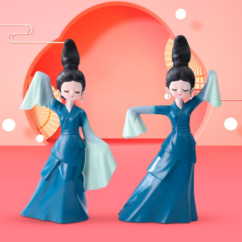 Ancient style girl new large pearl earrings blue skirt dancing girl creative gift ornaments wholesale dropshipping