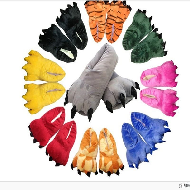 Claw-shaped shoes, unisex, autumn/winter style, factory wholesale, fleece-lined, thickened, multi-color, best-selling plus-size slippers.