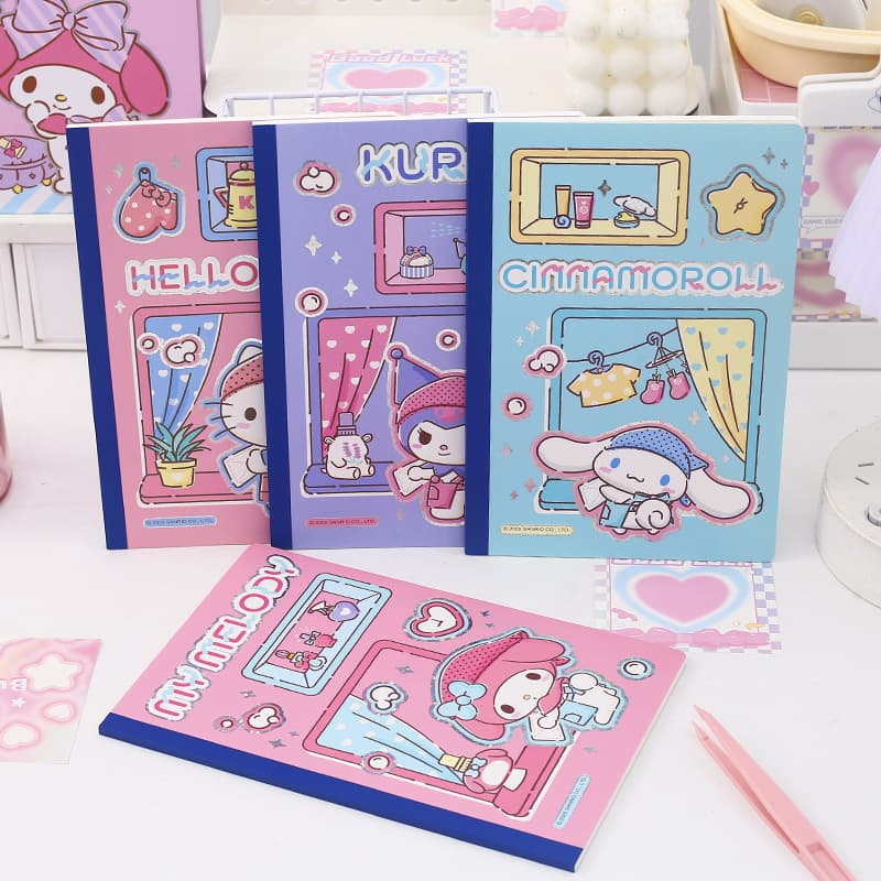 Sanrio A5 Bag-Back Notebook, High-Looking Genuine Sanrio Notebook for Students with Lined Inner Pages Diary