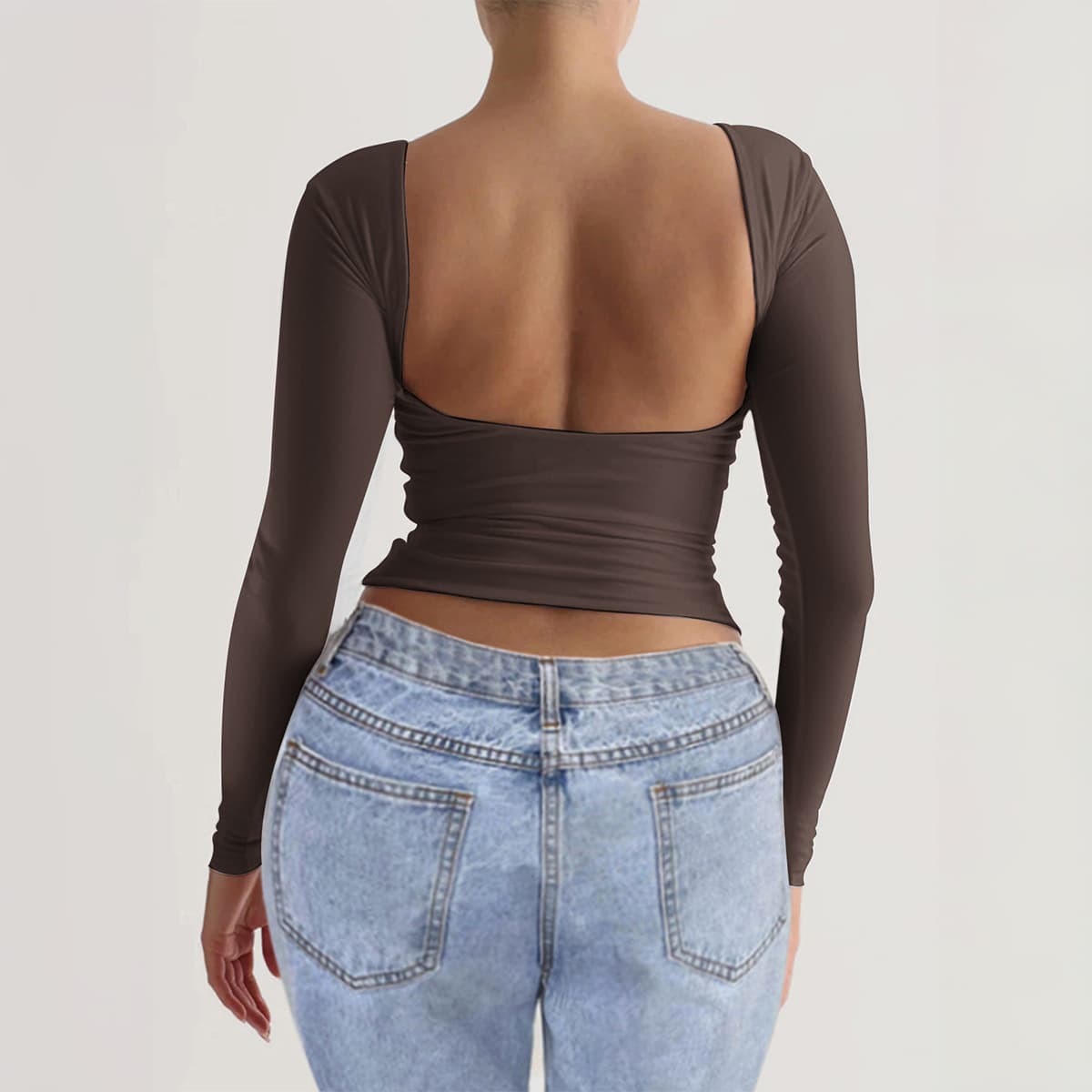 Diyun EU-US Cross-Border Amazon 2024 Fall/Winter Y2K Women's Elegant Slim Fit Round Neck Knit Long Sleeve Top