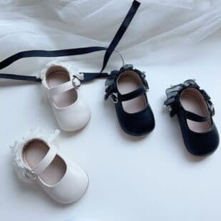 Spring New Arrival 0-2 Years Anti-slip Baby Walking Shoes Pearl Lace Princess Baby Shoes Velcro Anti-drop Casual Shoes