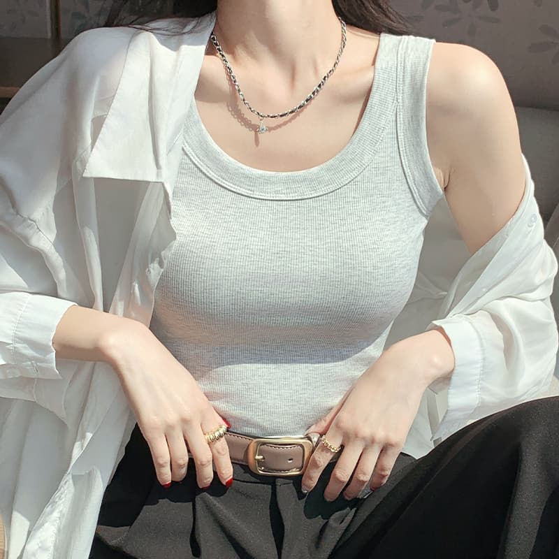 Drop Shipping Slim Fit Camisole Tank Top for Women, Sexy Layering Undershirt, Anti-Flash, Thin Solid Color Sleeveless Vest