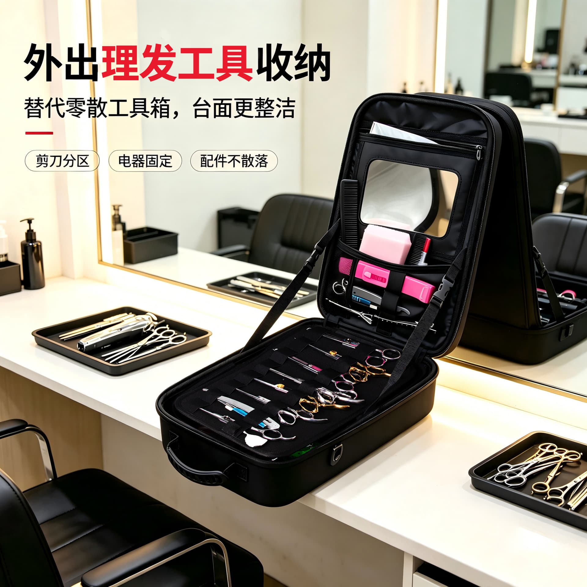 Hair clipper electric clipper storage bag hard shell protective box large capacity portable outdoor street hairdressing tool scissor bag