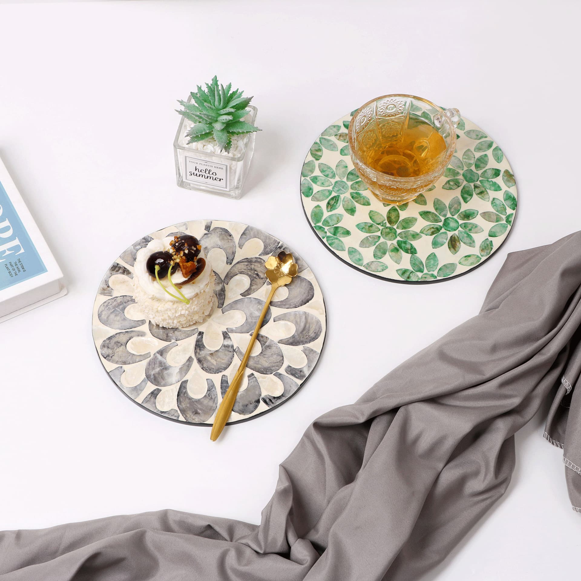 Creative Ins Style Wholesale Imported Light Luxury Colorful Shell Decorative Plate Household Round Placemat Premium Table Heat Insulation Mat