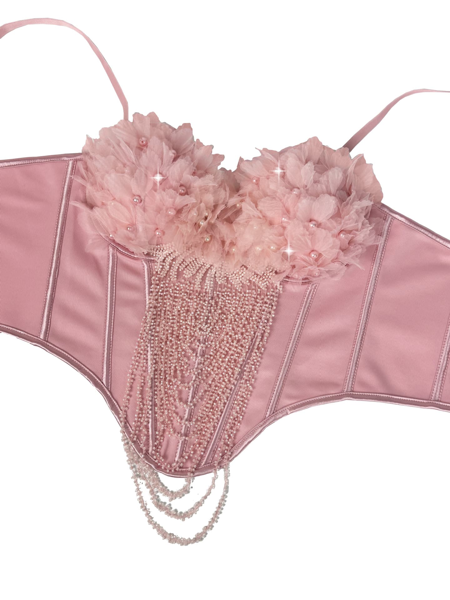 New Cross-Border Handmade Flower Tassel Camisole Sexy Backless Bustier European and American Outerwear Corset Shapewear