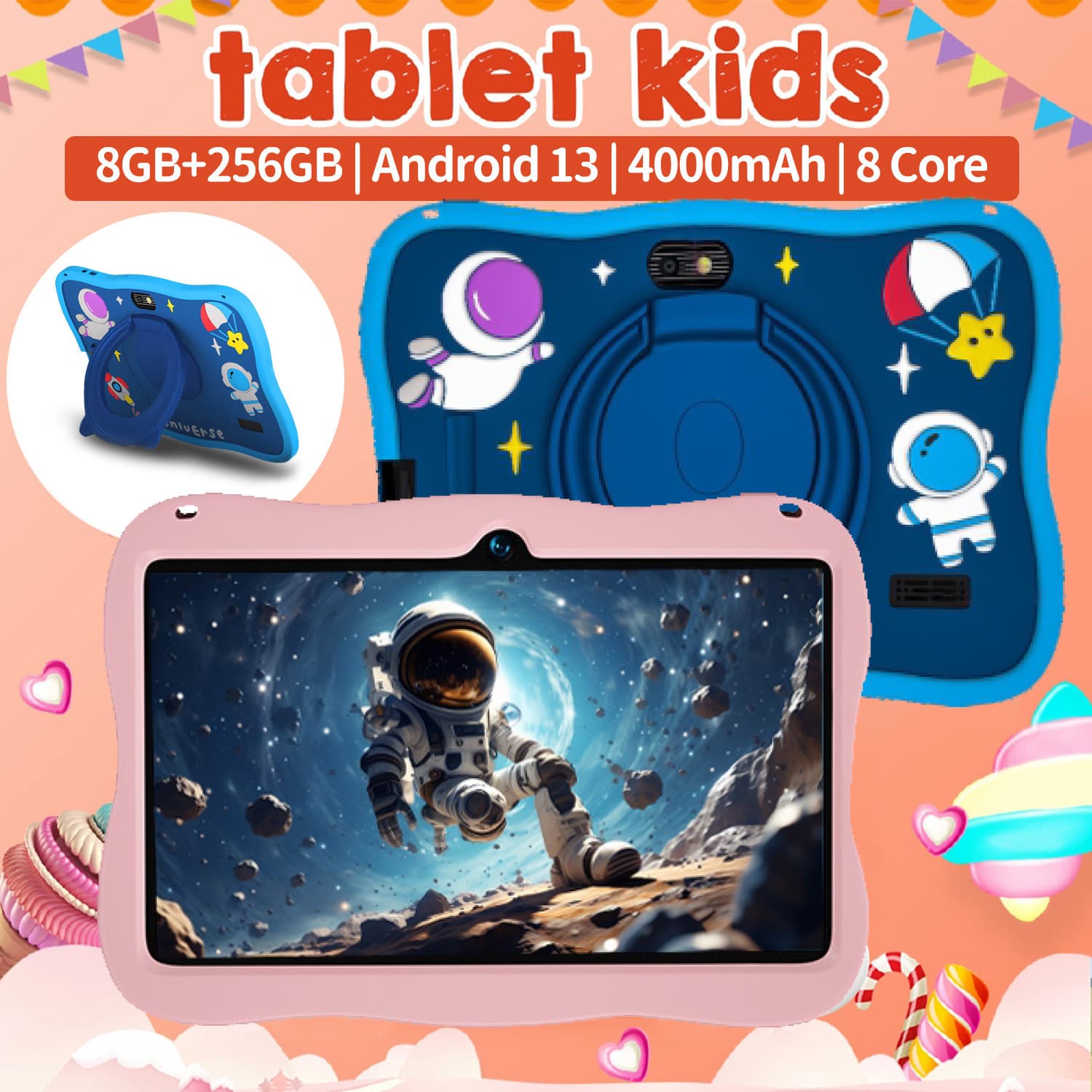 7-inch Kids Tablet WiFi Version 4+64GB Drop-resistant Android 15 Gaming Cross-border Trade Stock Drop Shipping