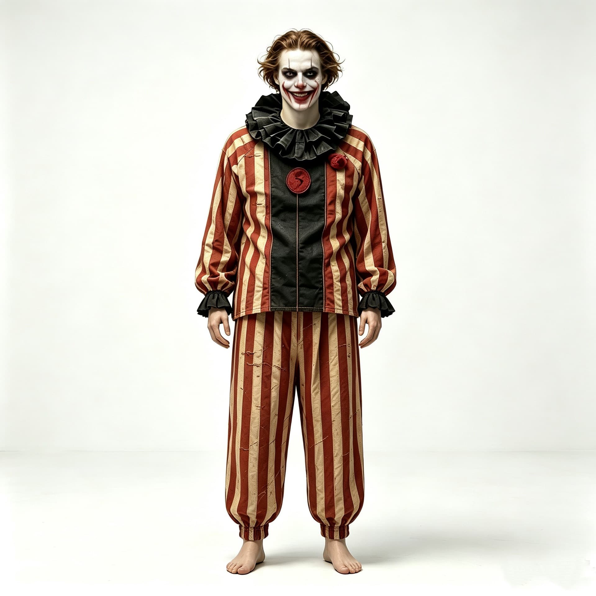 Midsummer Horror Nights Retro Striped Clown Cos Costume Halloween Horror Horror Circus Clown Costume