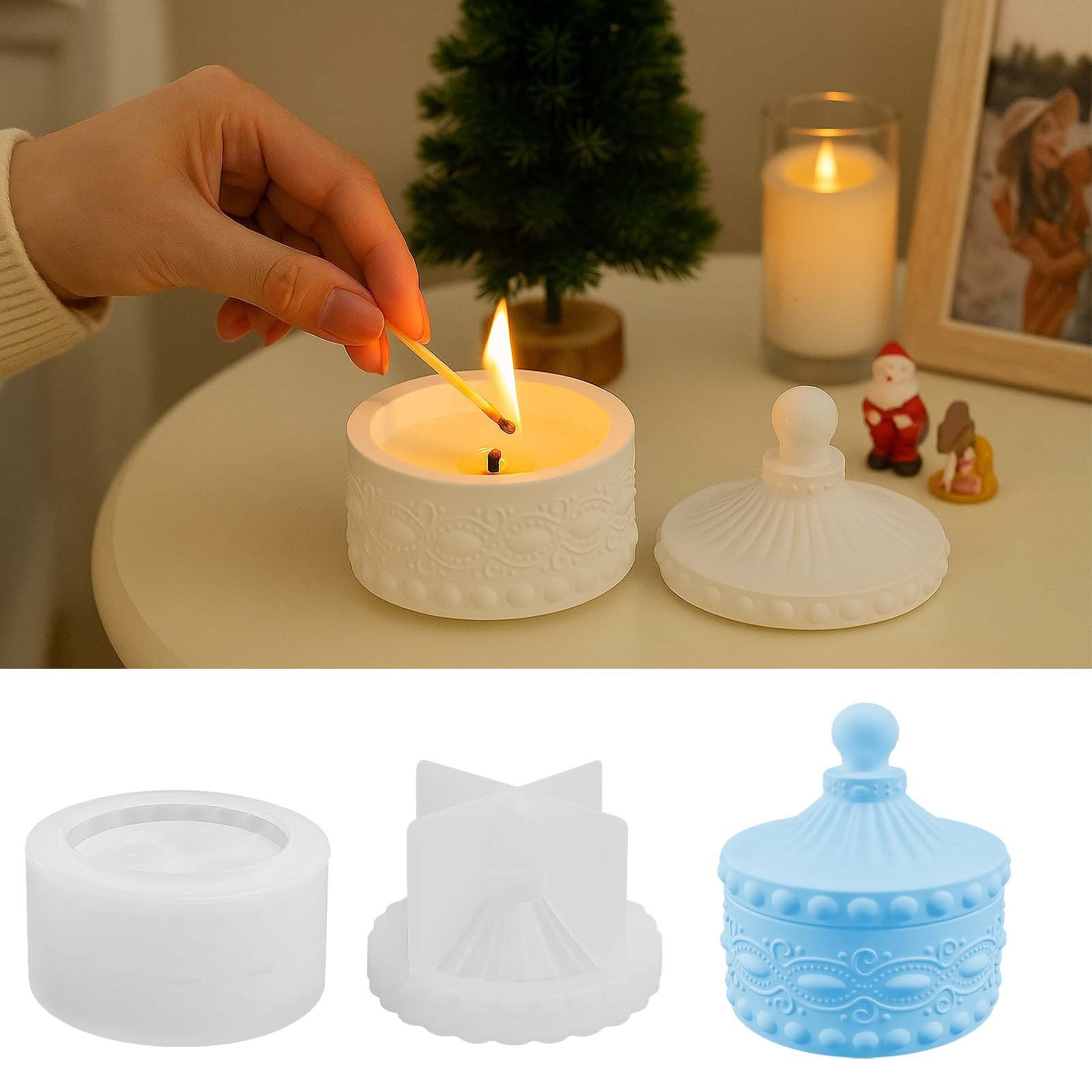 Pangyaya DIY Resin Plaster Cement Aromatherapy Candle Cup Mold Gemstone Pattern Storage Box Candle Silicone Mold