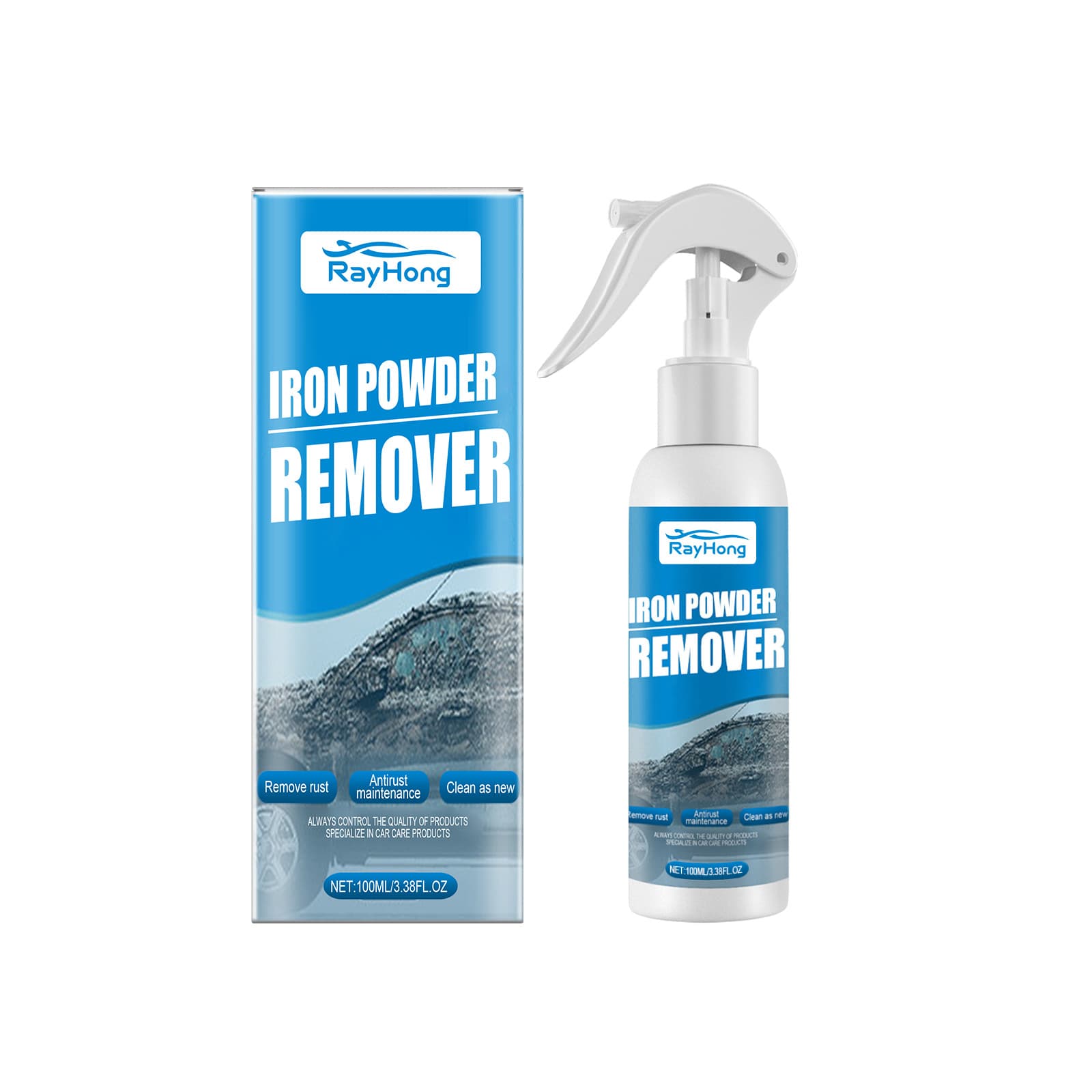 RAYHONG Car Iron Powder Rust Removal Spray Gentle Clean Anti-Rust Rust Remover Decontamination Car Care Spray