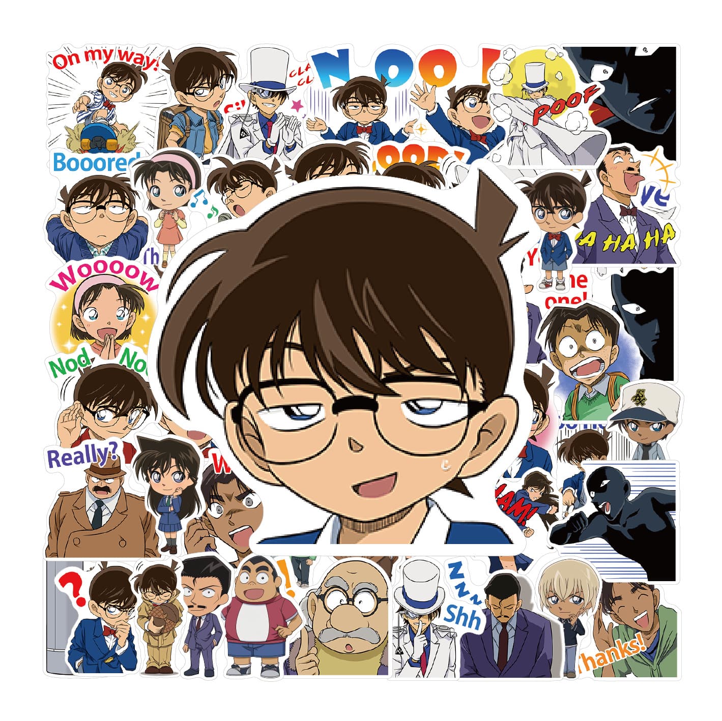 50 pieces of Conan stickers, Japanese comic cartoons, creative graffiti decoration stickers, mobile phone DIY, skateboard luggage stickers wholesale