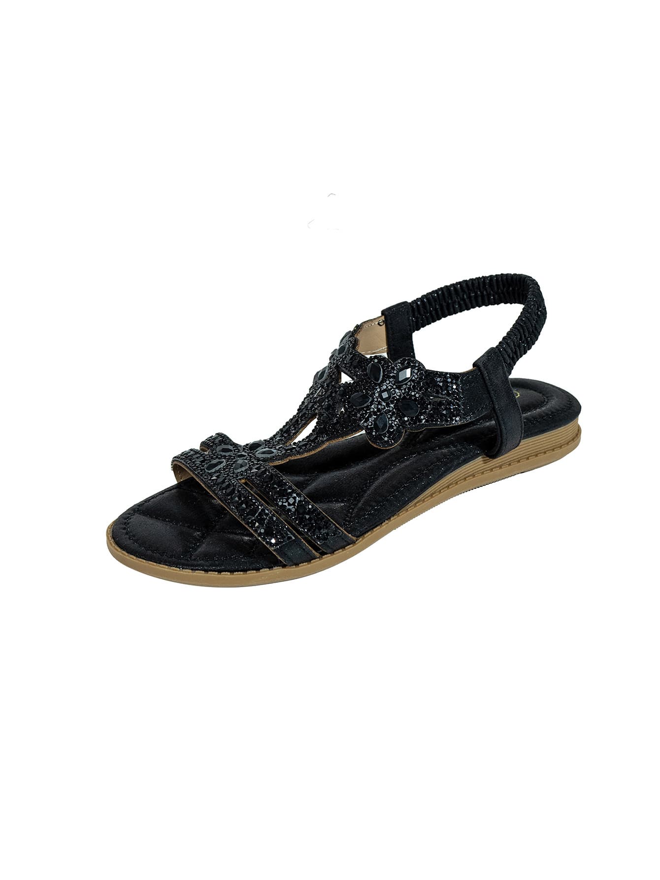 2026 Spring/Summer New Casual Sandals Women's Flat Rhinestone Soft Sole Beach Shoes Bohemian Women's Shoes Wholesale