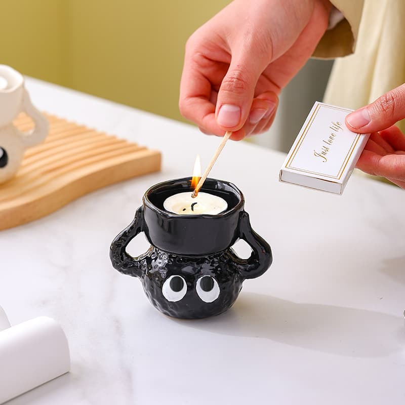 Cute Cartoon Ceramic Candle Holder Aesthetic Decorative Ornaments Creative Desktop Aromatherapy Candle Holders Couple Birthday Gifts