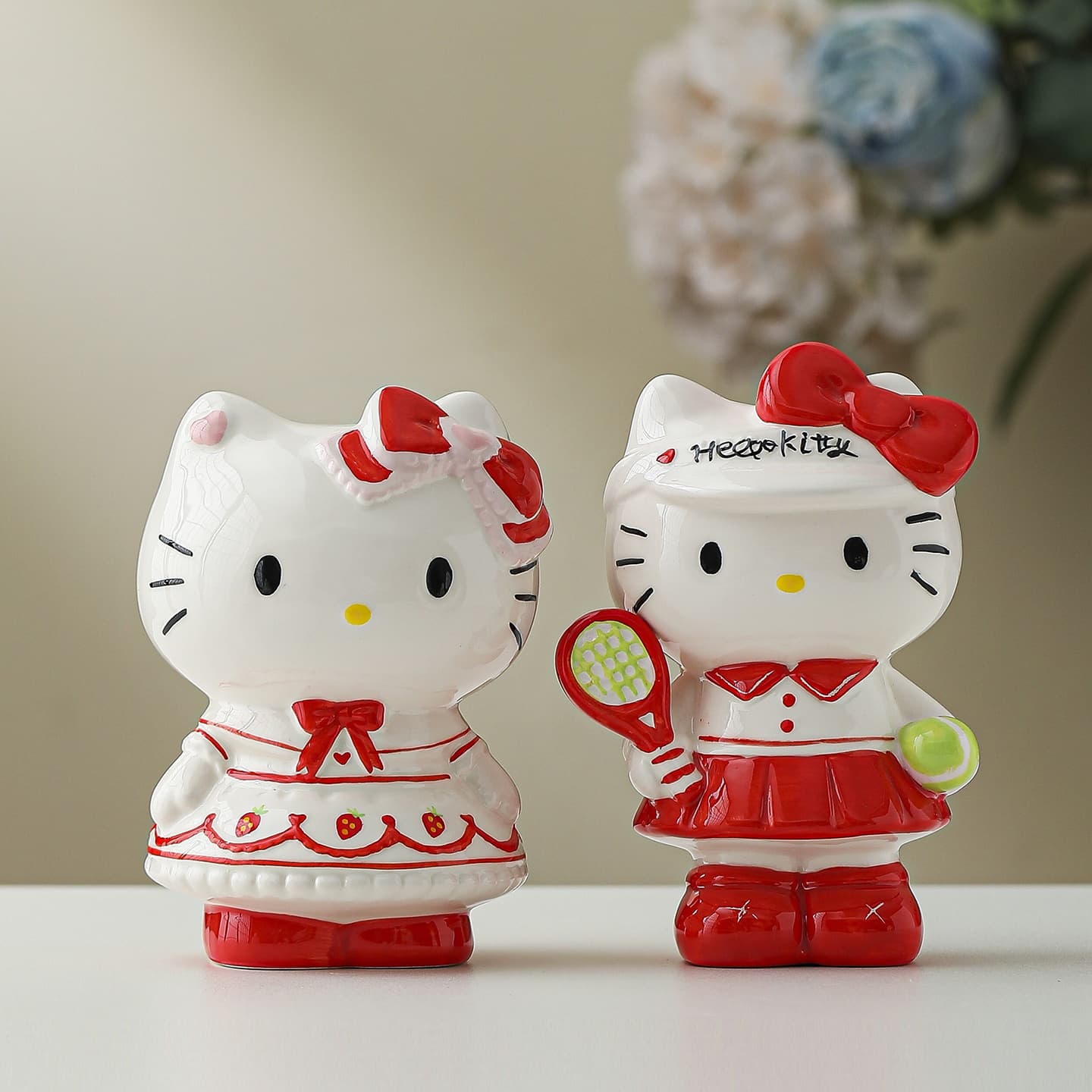 Hello Kitty Tennis Shape Cute Ornament Ceramic Exquisite Home Decoration Creative Gift for Girls Birthday