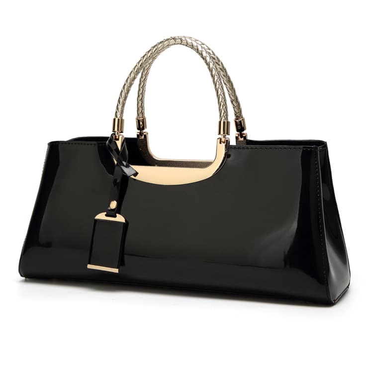 Cross-Border Fashion Handbag for Women, Glossy Patent Leather, Single-Shoulder Wedding Bag, Bridal Bag, Banquet Bag