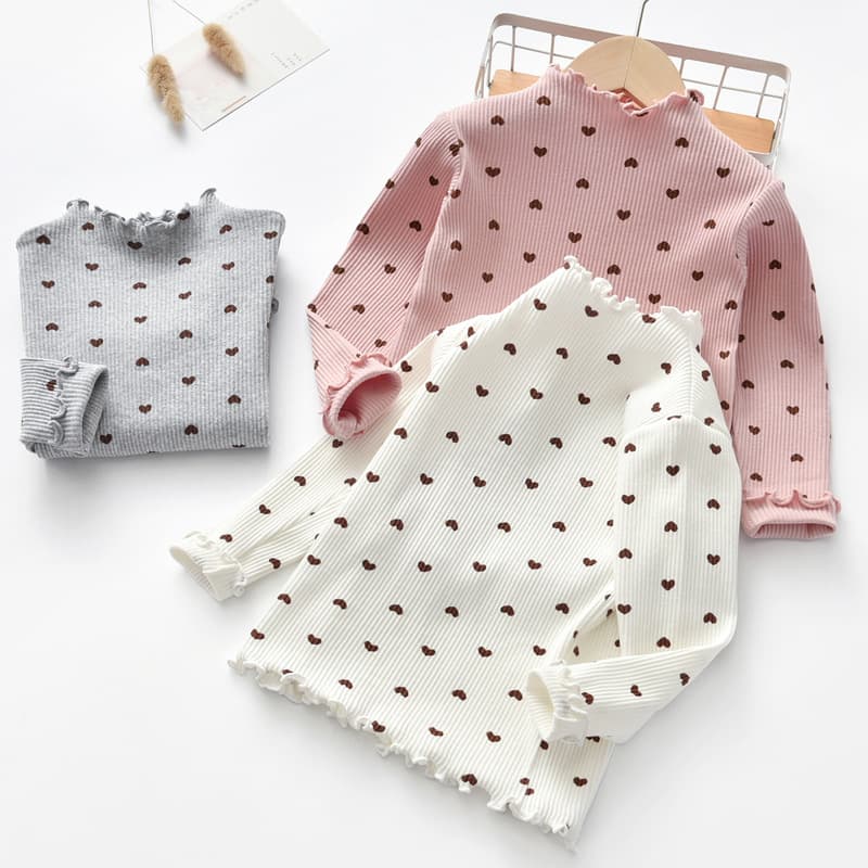 Pure Cotton Long Sleeve Base Shirt for Girls Spring Autumn Inner Wear a Class Close-Fitting Underwear Korean Style Soft Hand Feel