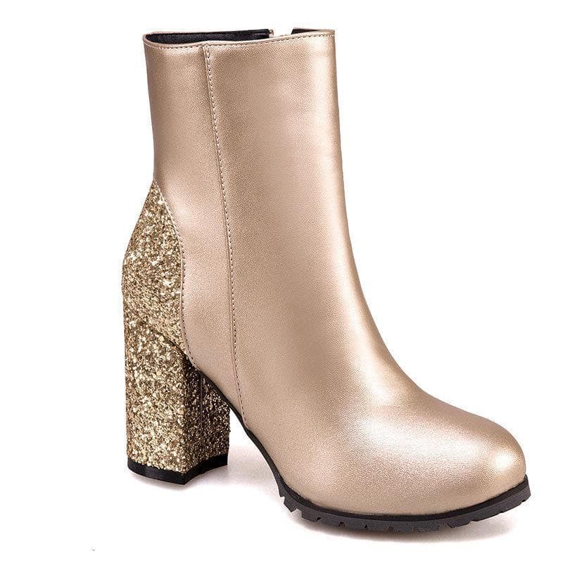 Sequin Ankle Boots Export Style Large Size Chunky Heel Women's Boots 31-50 EU Extra Large Suede Autumn Winter European American T3-2