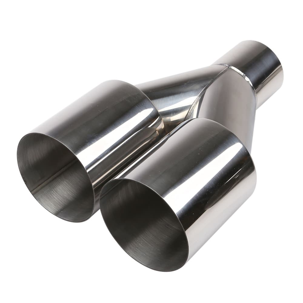 Car Exhaust Tip Factory 63-89mm Y-Shape Single Layer Dual Outlet Stainless Steel Exhaust Tip One In Two Out Car Modification Dual Exhaust Tip