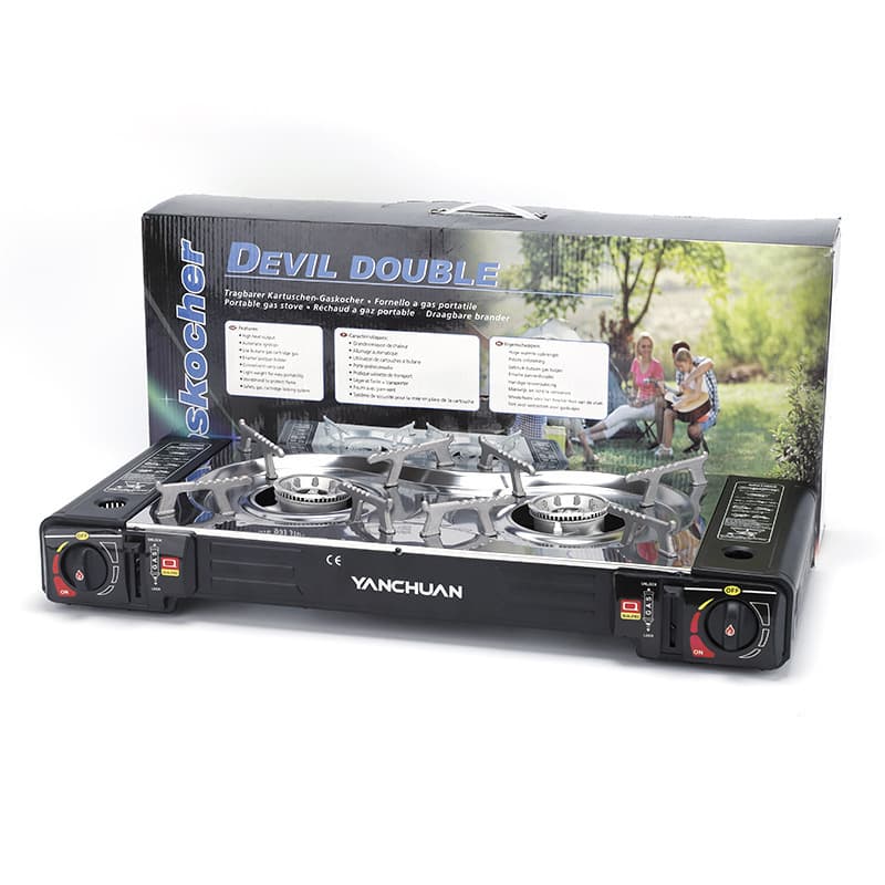 Sample outdoor sports wilderness survival dual-burner portable Korean BBQ gas stove