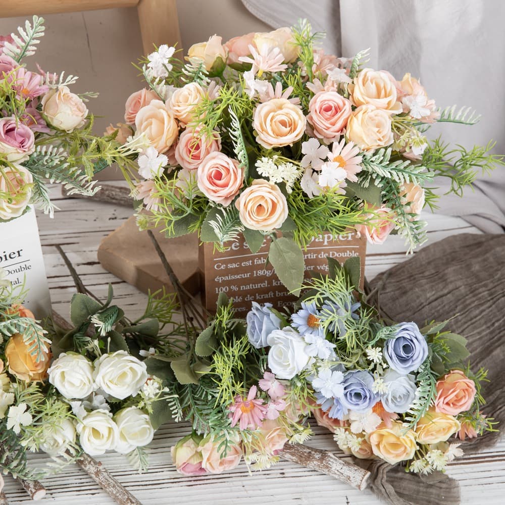 Cross-border Rose and Daisy Bouquet INS Style Artificial Flowers Fake Flowers Table Decoration Home Office Ornaments