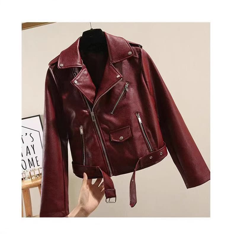 Cross-border Source 2026 New Korean Style Motorcycle Jacket Slim Fit Leather Jacket Women's Short PU Coat in Stock