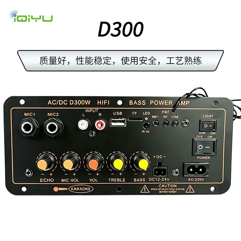 Car Karaoke Amplifier Board with Display, Bluetooth, TF Card, Reverb, and MIC Input