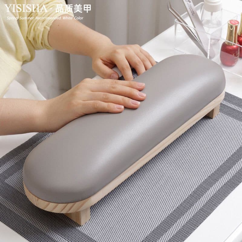 Yisisha Russian-Style Manicure Hand Rest Set Hand Pad White Minimalist Wood Leather Desk Mat Manicure Dedicated Pillow