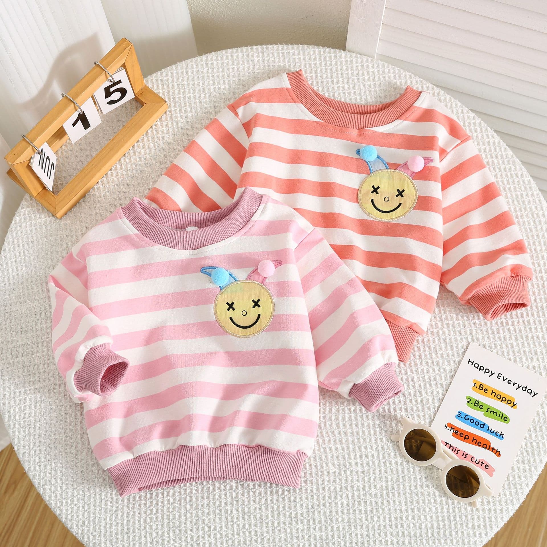 Girls Toddler Sweatshirt Baby Striped Round Neck Long Sleeve Lamb Embroidery Top for 1-3 Years