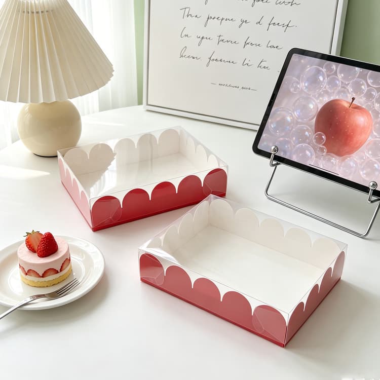 Wavy Edge Transparent Cake Box 4-Inch Small Cake Pastry Packaging Box Mousse Mille Crepe Dessert Takeout Paper Box
