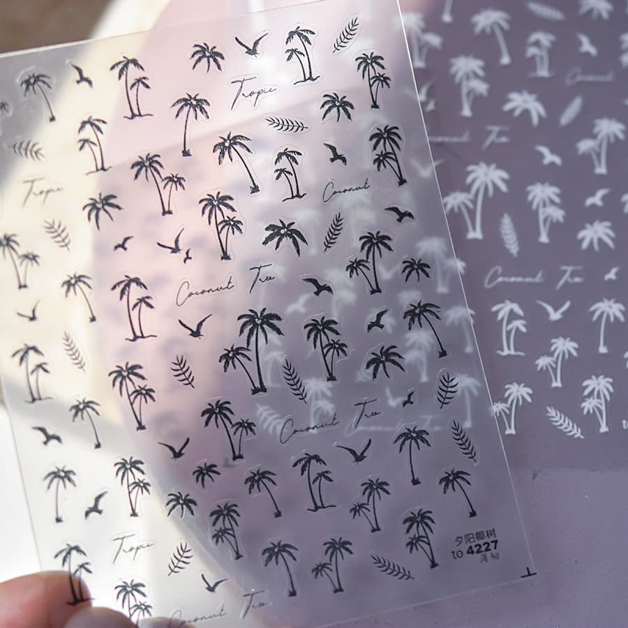 tomoni thin tough nail art stickers ins popular diy mobile phone case nail stickers sunset coconut tree nail art stickers 4227