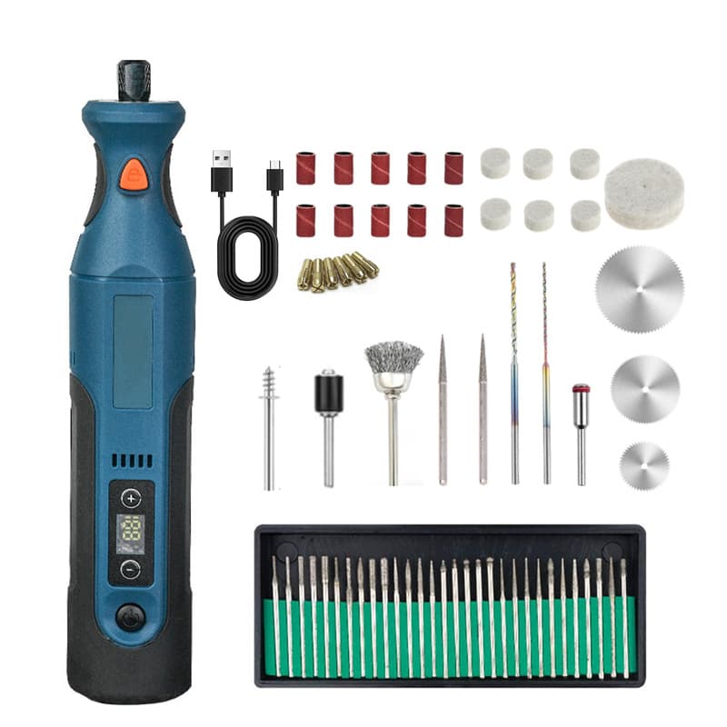Cross-border new lithium battery cordless grinder 12-speed mini grinder with light and power display 1202