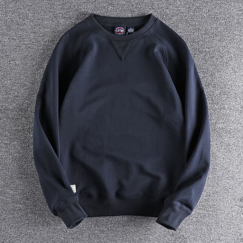 360G Washed Heavy Terry Sweatshirt Men's Autumn Winter New Comfortable Round Neck Long Sleeve Raglan Sleeve American Trendy Top