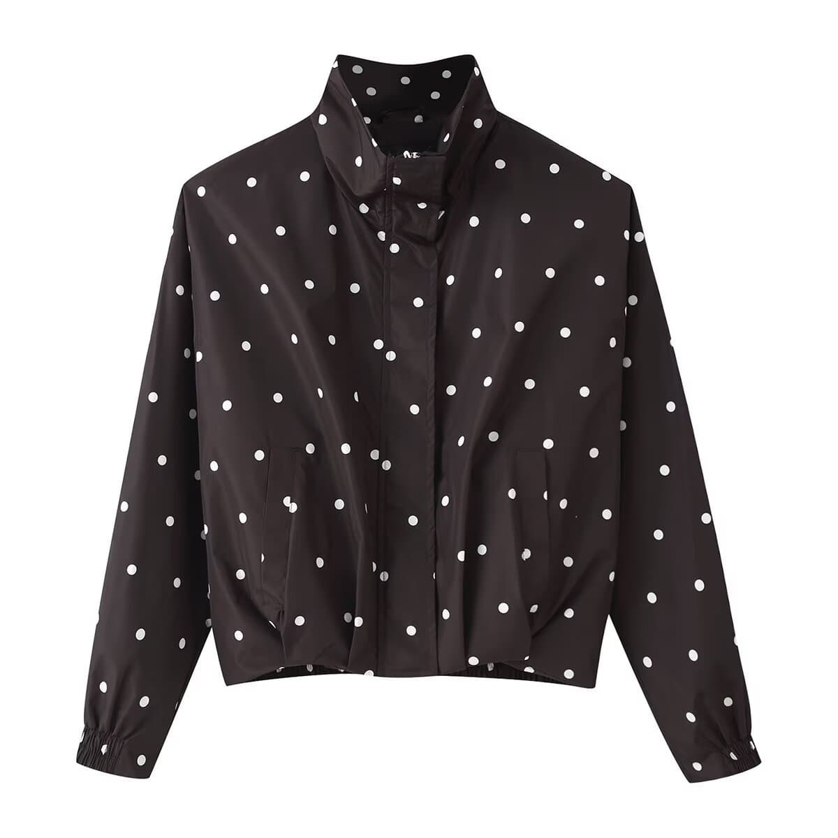 PB&ZA Women's 2026 Fall New Arrival Loose-Fit Versatile Polka Dot Pilot Jacket Coat 6318728