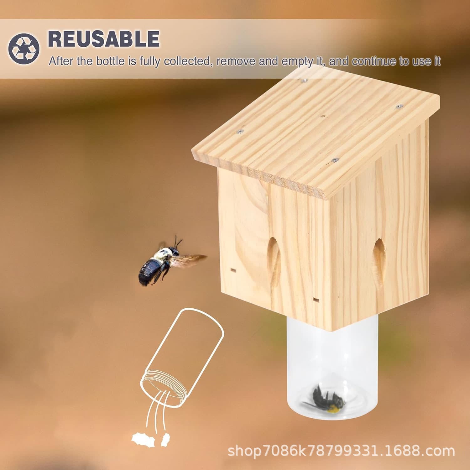 Insect trap trap bee trap box wooden bee trap house carpenter bee trap outdoor hanging