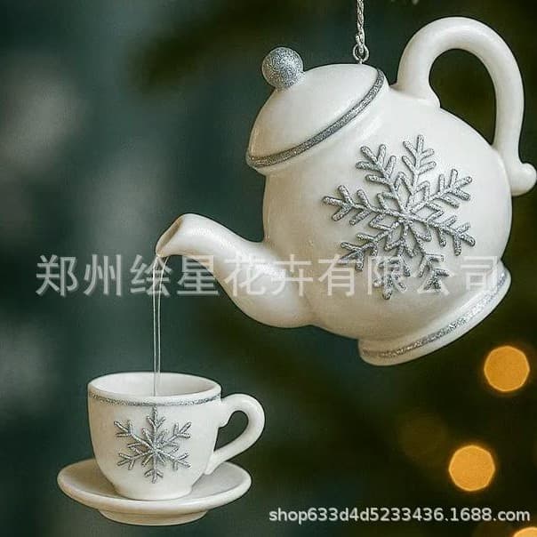 Cross-border Product Christmas Baubles Interesting Christmas Gift Small Teapot Acrylic Small Hanging Ornament