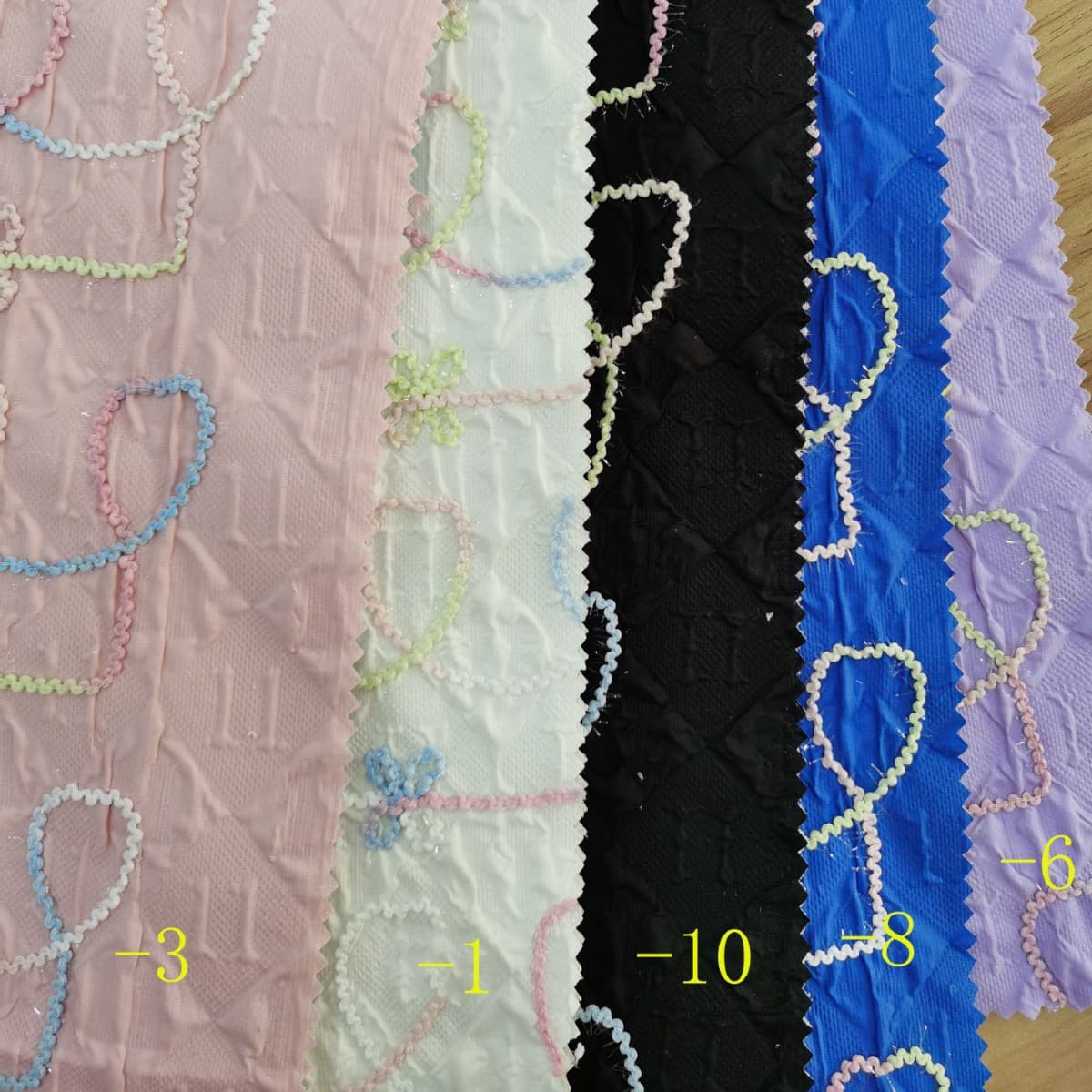 Creative colorful thread embroidery quilted fabric for bags, clutches, cosmetic bags, polyester fabric