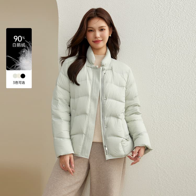 Xianlixiu Plus-Size Women's Clothing Fashion Design Sense Stand Collar Windproof Warm Goose Down Down Jacket Winter 2024 New Arrival