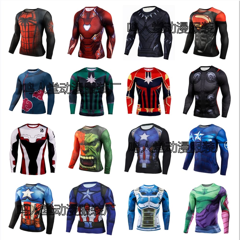 Cross-border summer new Marvel superhero series 3D digital print men's T-shirt long-sleeve top.