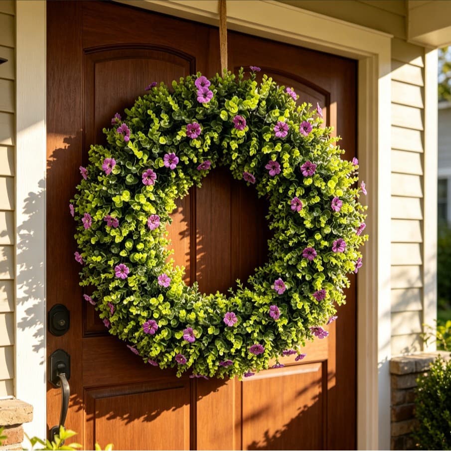 Christmas Wreath Door Decoration Indoor Home Decor Handmade Rattan Wreath Christmas Arrangement Artificial Flowers